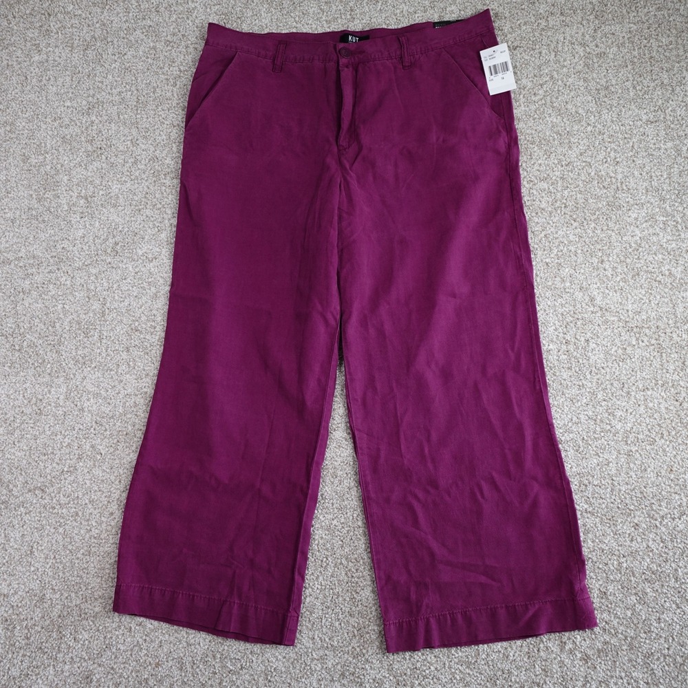 KUT from the Kloth Charlotte Wide Leg Pants Mulberry Purple Size 14 KB48001 NEW - Picture 2 of 9